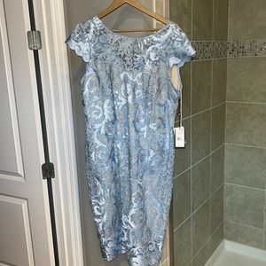 Adrianna Papell Light Blue Lace Cocktail Dress